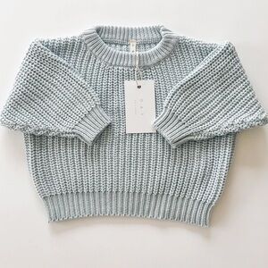 Oat Co Sky Blue’ Chunky Knit Sweater baby sweater